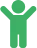 Icône verte d'une personne les bras levés.