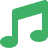 Icône verte d'une note de musique